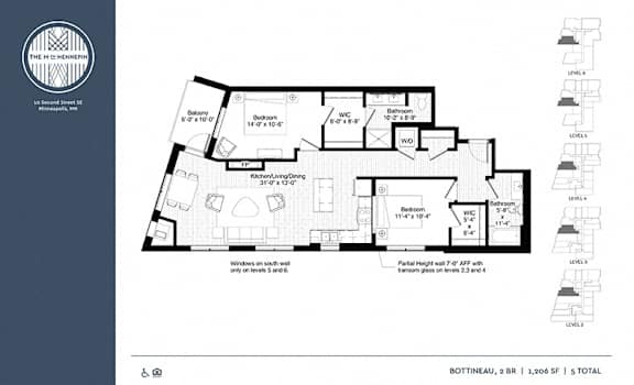 Bottineau Floor Plan Bottineau Floor Plan at The M on Hennepin, Minneapolis