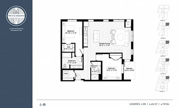 Lourdes Floor Plan at The M on Hennepin, Minneapolis, MN, 55414
