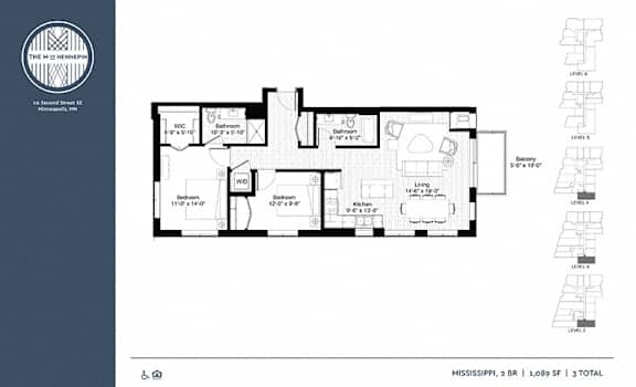 Mississippi Floor Plan Mississippi Floor Plan at The M on Hennepin, Minneapolis, MN
