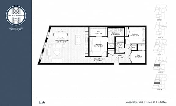 Audubon Floor Plan Audubon Floor Plan at The M on Hennepin, Minneapolis, Minnesota