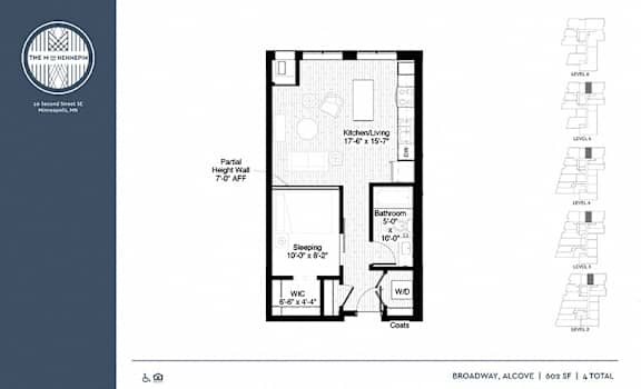 Broadway Floor Plan at The M on Hennepin, Minneapolis, MN, 55414
