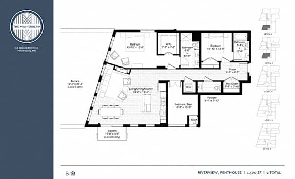 Penthouse Floor Plan at The M on Hennepin, Minnesota, 55414
