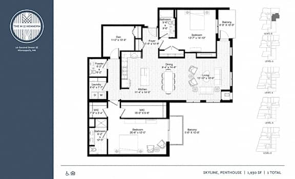 Skyline Floor Plan at The M on Hennepin, Minneapolis, Minnesota