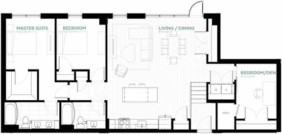 Admiral Floor Plan at Viridium Apartments, Minneapolis