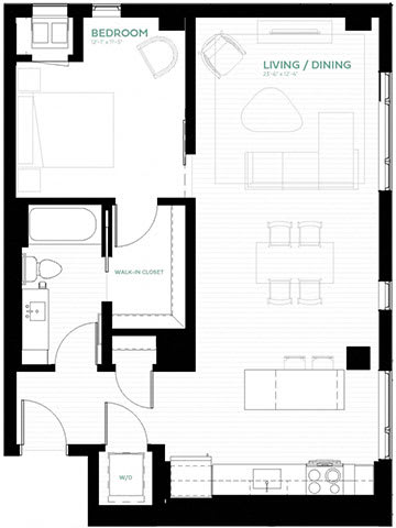 Aquamarine Floor Plan at Viridium Apartments, Minneapolis, MN