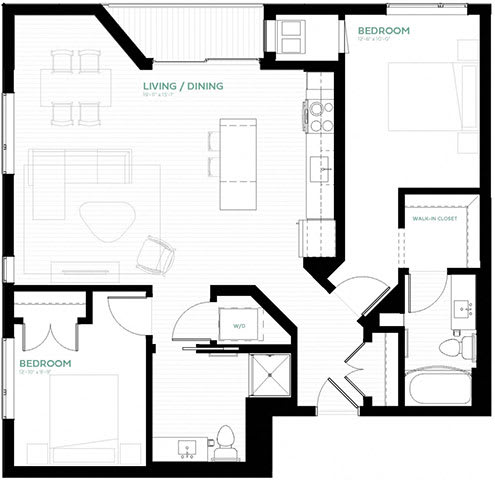 Emerald Floor Plan at Viridium Apartments, Minneapolis, MN 55401