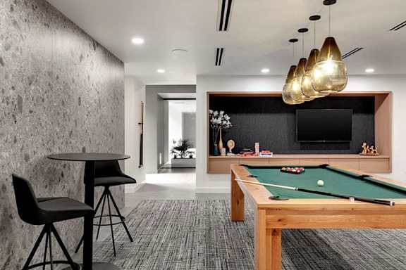 Clubhouse With Pool Table at Viridium Apartments, Minnesota