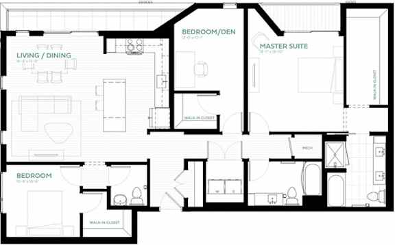 Indigo Floor Plan at Viridium Apartments, Minnesota, 55401
