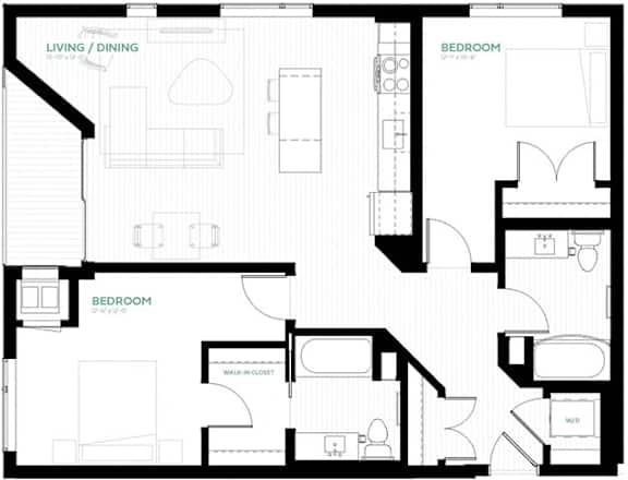 Ocean Floor Plan at Viridium Apartments, Minnesota, 55401