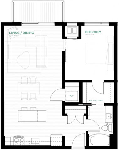 Turquoise Floor Plan at Viridium Apartments, Minneapolis, 55401