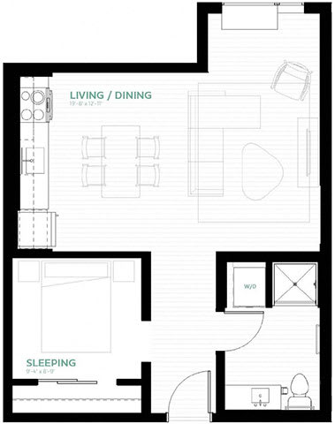 Verde Floor Plan at Viridium Apartments, Minneapolis, MN 55401