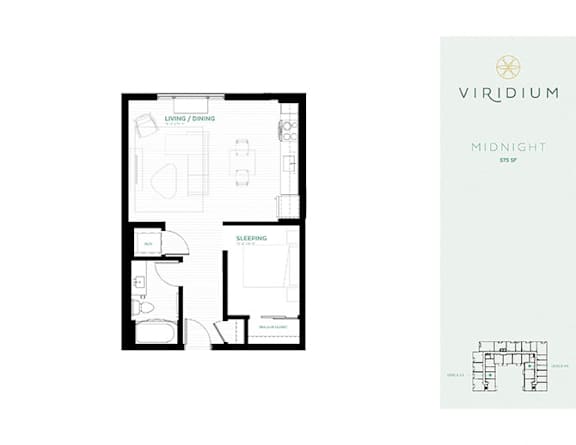 Midnight Floor Plan at Viridium Apartments, Minneapolis, 55401