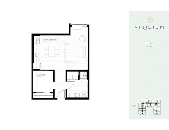 Teal Floor Plan at Viridium Apartments, Minnesota, 55401