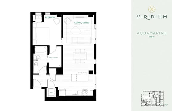 Aquamarine Floor Plan at Viridium Apartments, Minneapolis, 55401