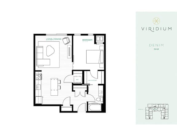 Denim Floor Plan at Viridium Apartments, Minneapolis, MN