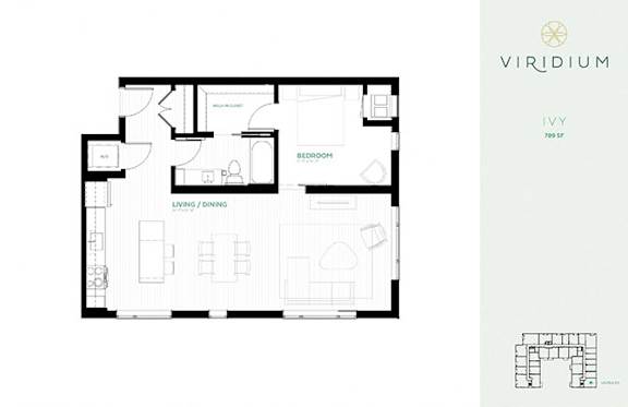 Ivy Floor Plan at Viridium Apartments, Minnesota, 55401