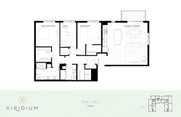 Malibu Floor Plan at Viridium Apartments, Minnesota