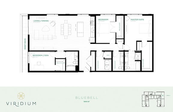 Bluebell Floor Plan at Viridium Apartments, Minneapolis, 55401