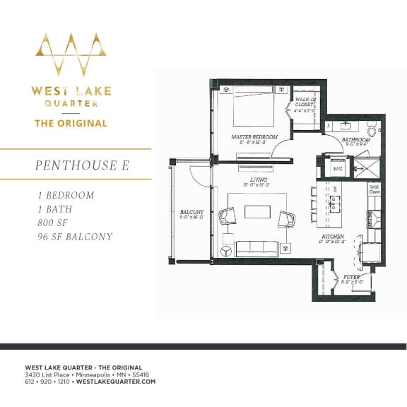 Penthouse E Floor Plan Penthouse E Floor Plan at The Original at West Lake Quarter, Minneapolis, MN, 55416