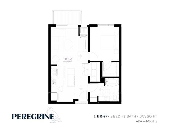 1BR_A Floor Plan at Peregrine Apartments, Minneapolis, MN