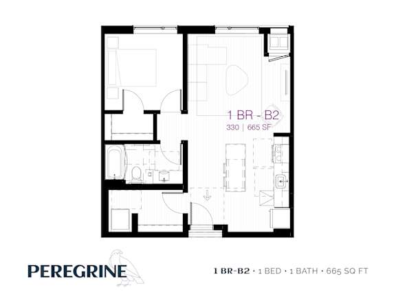 1BR_B2 Floor Plan at Peregrine Apartments, Minneapolis