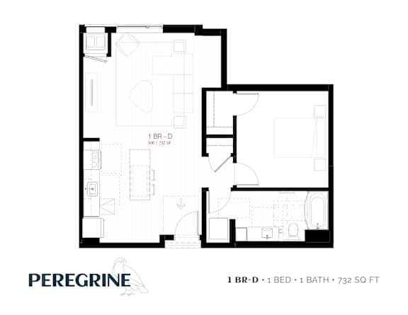 1BR_D Floor Plan at Peregrine Apartments, Minneapolis, MN