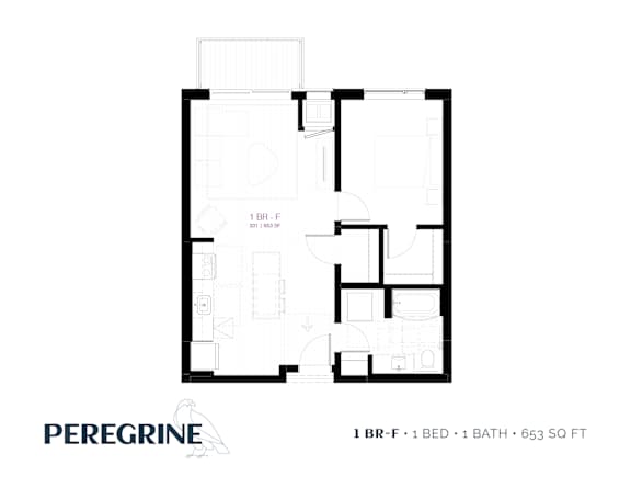 1BR_F_653sqft Floor Plan at Peregrine Apartments, Minnesota