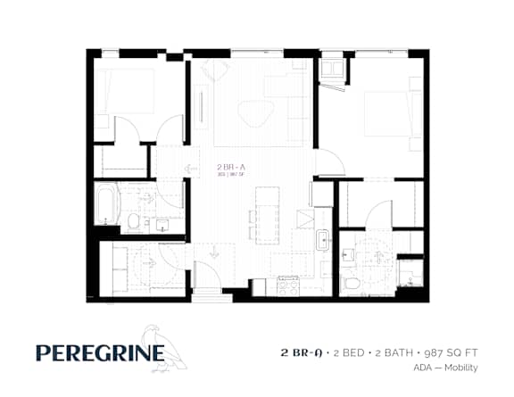 2BR_A Floor Plan at Peregrine Apartments, Minneapolis, MN