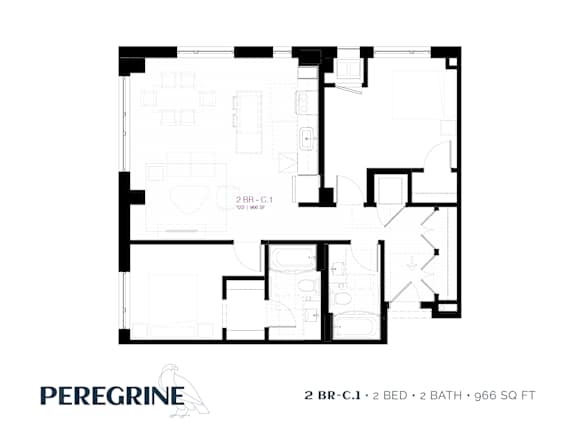 2BR_C1 Floor Plan at Peregrine Apartments, Minneapolis