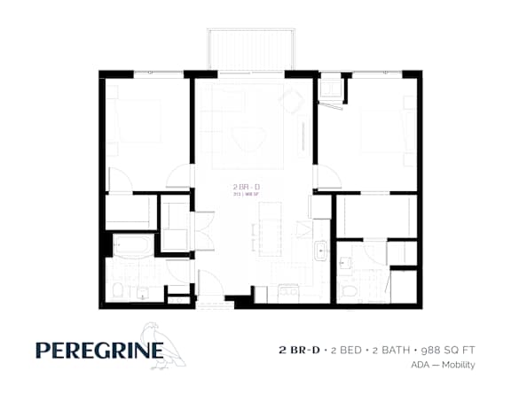 2BR_D Floor Plan at Peregrine Apartments, Minneapolis, MN, 55411