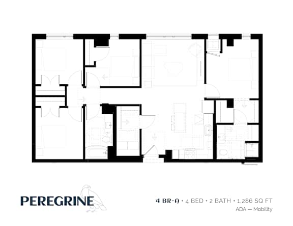 4BR_A Floor Plan at Peregrine Apartments, Minneapolis, Minnesota