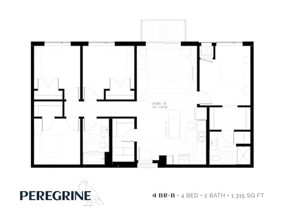 4BR_B Floor Plan at Peregrine Apartments, Minnesota, 55411