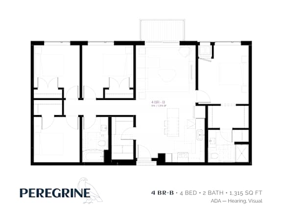 4BR_B_1315sqft Floor Plan at Peregrine Apartments, Minnesota