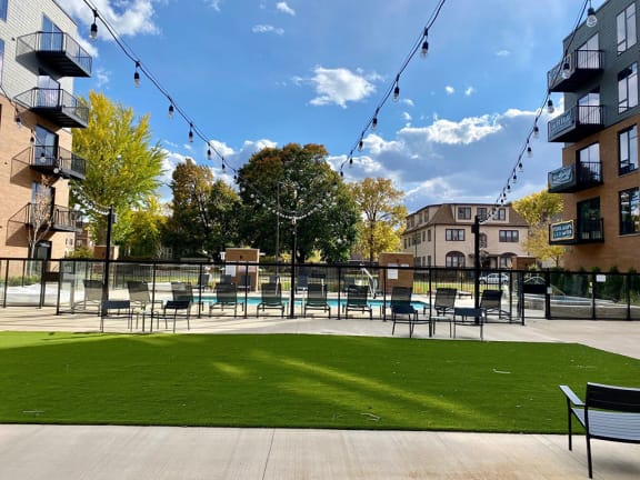 dog run outdoor green space at The Hill Apartments, Minnesota