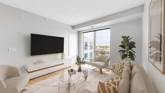 Living Room With Balcony at The Rosalyn | Affordable 55+ Apartments in Bloomington, Minnesota, 55420