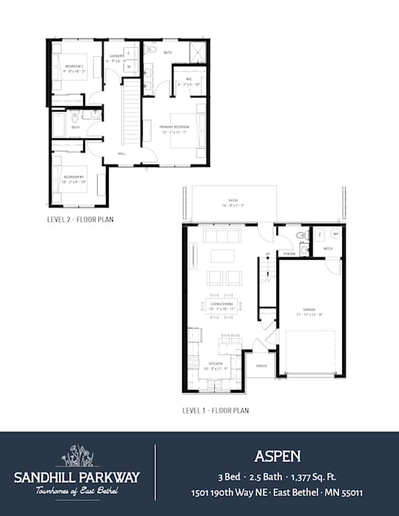 Floor plans for an apartment at Sandhill Parkway.