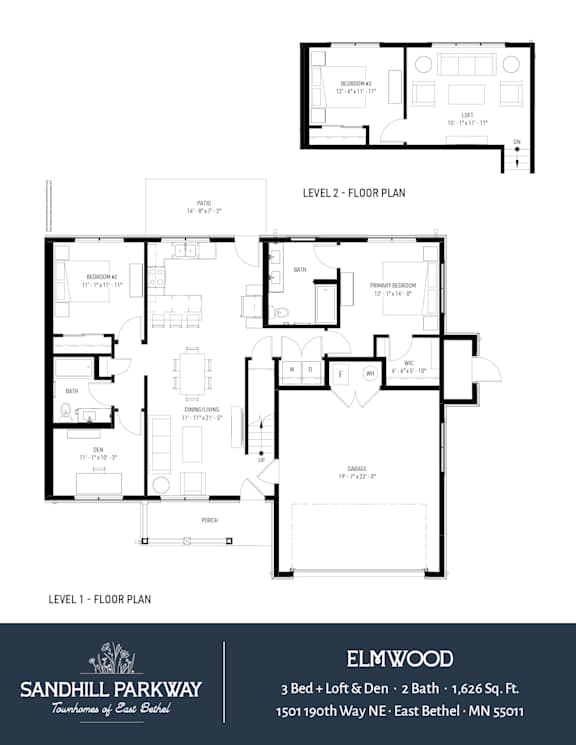 A floor plan for a two-story home with a loft and den.