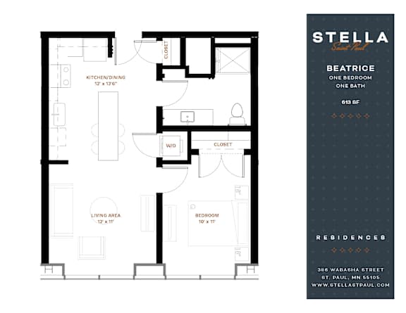 Beatrice Floor Plan at Stella St. Paul Apartments, St. Paul, 55102