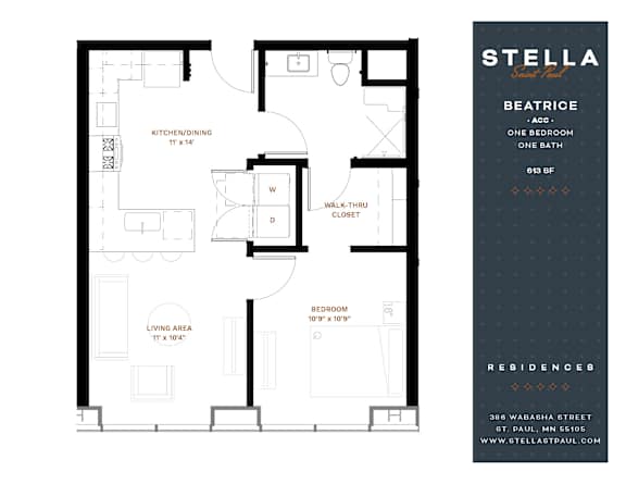 Beatrice ACC Floor Plan at Stella St. Paul Apartments, St. Paul, Minnesota