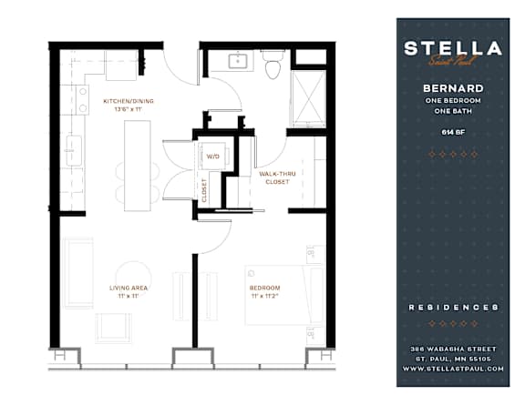 Bernard Floor Plan at Stella St. Paul Apartments, St. Paul