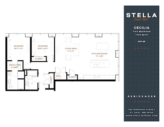 Cecilia Floor Plan at Stella St. Paul Apartments, Minnesota, 55102
