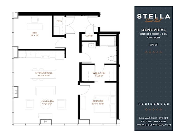 Genevieve Floor Plan at Stella St. Paul Apartments, St. Paul, MN