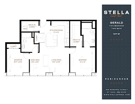 Gerald Floor Plan at Stella St. Paul Apartments, St. Paul, MN