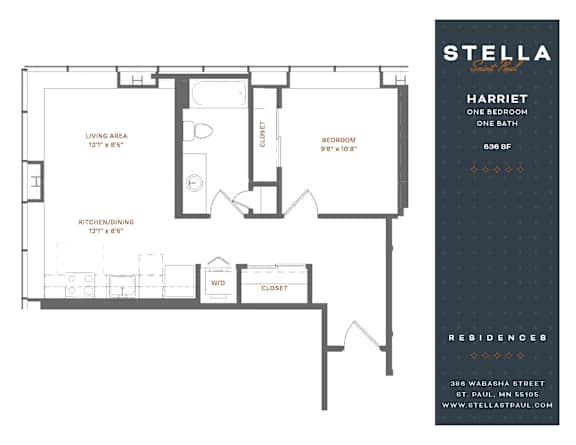Harriet Floor Plan at Stella St. Paul Apartments, St. Paul, 55102
