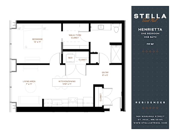 Henrietta Floor Plan at Stella St. Paul Apartments, St. Paul, Minnesota