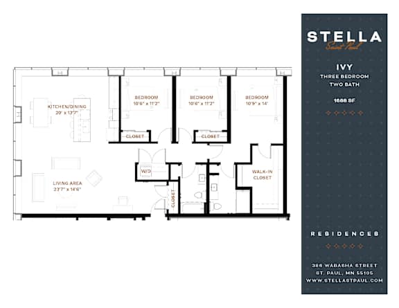 Ivy Floor Plan at Stella St. Paul Apartments, St. Paul, 55102
