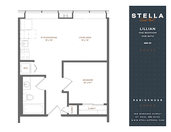Lillian Floor Plan at Stella St. Paul Apartments, Minnesota, 55102