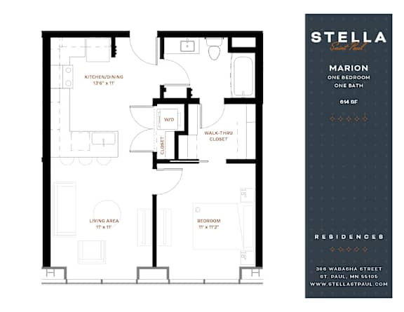 Marion Floor Plan at Stella St. Paul Apartments, St. Paul, 55102