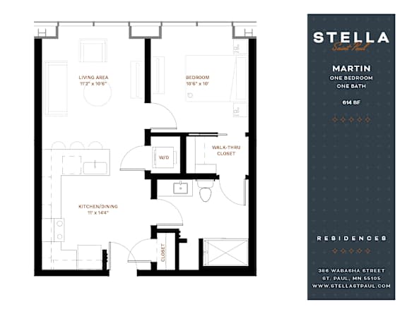Martin Floor Plan at Stella St. Paul Apartments, St. Paul, MN, 55102