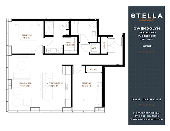 Gwendolyn Penthouse Floor Plan at Stella St. Paul Apartments, Minnesota
